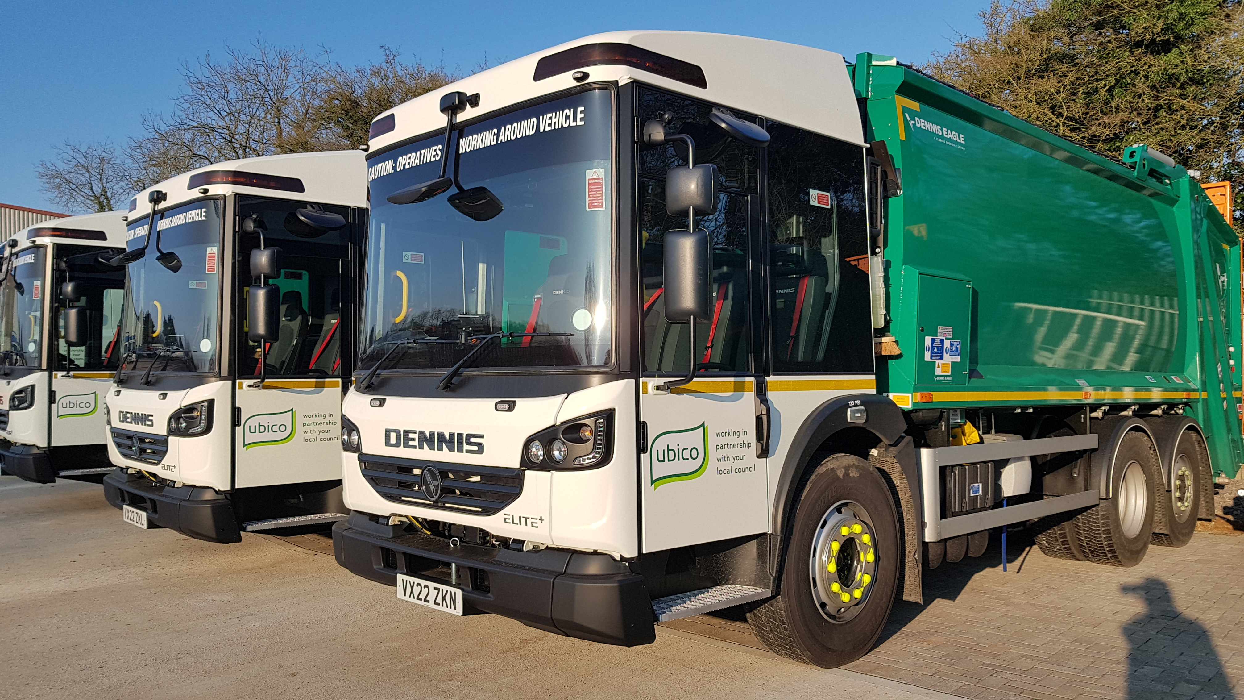 Image of new fleet of Dennis Eagle RCVs for Ubico